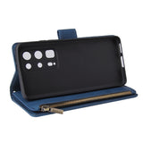 For HUAWEI P40 pro plus Zipper Purse Leather Mobile Phone Cover with Cards Slot Phone Bracket 2 blue