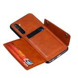For OPPO A9 2020/Realme XT/Reno 2 Mobile Phone Shell Classic Textured Pattern Buckle Closure Design Anti-fall Smartphone Case  brown