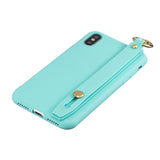 For Redmi 6A Simple Solid Color Chic Wrist Rope Bracket Matte TPU Anti-scratch Non-slip Protective Cover Back Case 8 light blue