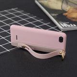 For Redmi 6A Simple Solid Color Chic Wrist Rope Bracket Matte TPU Anti-scratch Non-slip Protective Cover Back Case 11 Lotus pink