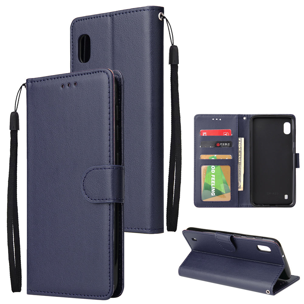 For Samsung A10 Flip-type Leather Protective Phone Case with 3 Card Position Buckle Design Phone Cover  blue