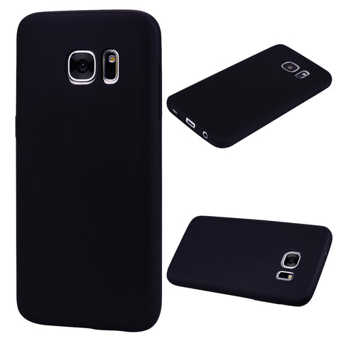 for Samsung S7 edge Cute Candy Color Matte TPU Anti-scratch Non-slip Protective Cover Back Case black