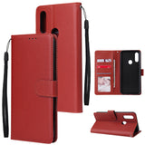For OPPO A8 / A31/Realme XT / X2 Mobile Phone Case PU Buckle Closure Wallet Design Cards Slots All-round Protection Phone Cover  red