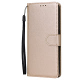 For OPPO A8 / A31/Realme XT / X2 Mobile Phone Case PU Buckle Closure Wallet Design Cards Slots All-round Protection Phone Cover  Golden