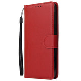 For OPPO Realme 5 Rro Cellphone Cover Buckle Closure Cards Holder Wallet Design Stand Function PU Leather Smart Shell Overall Protection  red