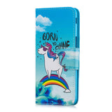 For Samsung J4 Plus/J6 Plus Cartoon Phone Shell Delicate Smartphone Case PU Leather Overall Protective Wallet Design Rainbow horse