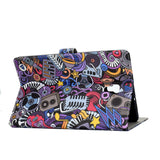 For Samsung T590 Laptop Protective Case Color Painted Smart Stay PU Cover with Front Snap Graffiti
