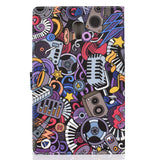 For Samsung T590 Laptop Protective Case Color Painted Smart Stay PU Cover with Front Snap Graffiti