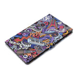 For Samsung T590 Laptop Protective Case Color Painted Smart Stay PU Cover with Front Snap Graffiti