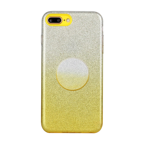 For iphone 6/6S/6 plus/6S plus/7/8/SE 2020 Phone Case Gradient Color Glitter Powder Phone Cover with Airbag Bracket yellow