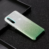 For Samsung A10/A50/A30S/A70/A20S Phone Case Gradient Color Glitter Powder Phone Cover with Airbag Bracket green