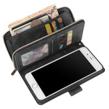 For Iphone 6/6s/6 Plus/6s Plus/7 Plus/8 Plus Pu Leather  Mobile Phone Cover Zipper Card Bag + Wrist Strap black