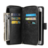 For Iphone 6/6s/6 Plus/6s Plus/7 Plus/8 Plus Pu Leather  Mobile Phone Cover Zipper Card Bag + Wrist Strap black