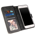 For Iphone 6/6s/6 Plus/6s Plus/7 Plus/8 Plus Pu Leather  Mobile Phone Cover Zipper Card Bag + Wrist Strap black