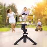Live Phone Clip Camera Tripod Horizontal Vertical Adjustable Clamp Stable Anti-fall Design black