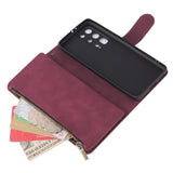 For HUAWEI P40 pro plus Zipper Purse Leather Mobile Phone Cover with Cards Slot Phone Bracket 4 brown