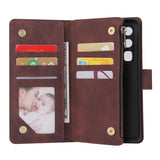 For HUAWEI P40 pro plus Zipper Purse Leather Mobile Phone Cover with Cards Slot Phone Bracket 3 brown