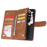 For HUAWEI P40 pro plus Zipper Purse Leather Mobile Phone Cover with Cards Slot Phone Bracket 4 brown