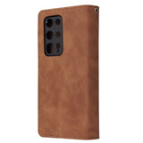 For HUAWEI P40 pro plus Zipper Purse Leather Mobile Phone Cover with Cards Slot Phone Bracket 4 brown