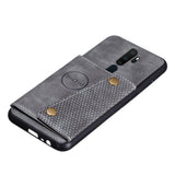 For OPPO A9 2020/Realme XT/Reno 2 Mobile Phone Shell Classic Textured Pattern Buckle Closure Design Anti-fall Smartphone Case  gray