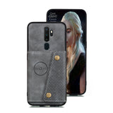 For OPPO A9 2020/Realme XT/Reno 2 Mobile Phone Shell Classic Textured Pattern Buckle Closure Design Anti-fall Smartphone Case  gray