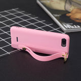 For Redmi 6A Simple Solid Color Chic Wrist Rope Bracket Matte TPU Anti-scratch Non-slip Protective Cover Back Case 5 dark pink