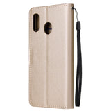 For Samsung A30/A20 Flip-type Leather Protective Phone Case with 3 Card Position Buckle Design Phone Cover  Gold