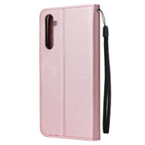 For OPPO A8 / A31/Realme XT / X2 Mobile Phone Case PU Buckle Closure Wallet Design Cards Slots All-round Protection Phone Cover  Rose gold