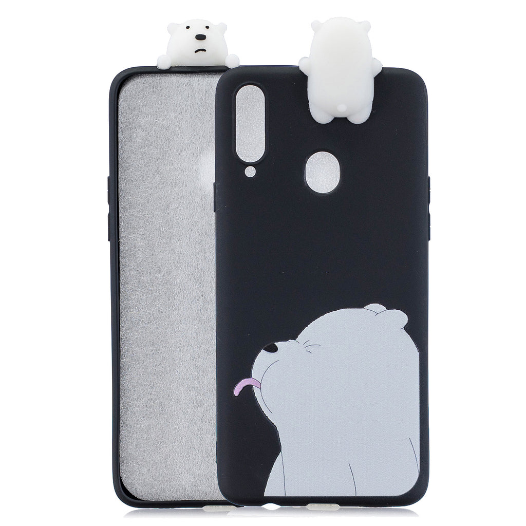 For Samsung A10S A20S Color Painting 3D Cartoon Animal Full Protective Soft TPU Mobile Phone Case black