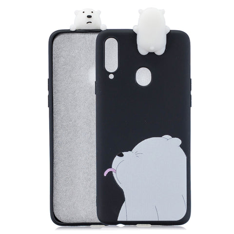 For Samsung A10S A20S Color Painting 3D Cartoon Animal Full Protective Soft TPU Mobile Phone Case black