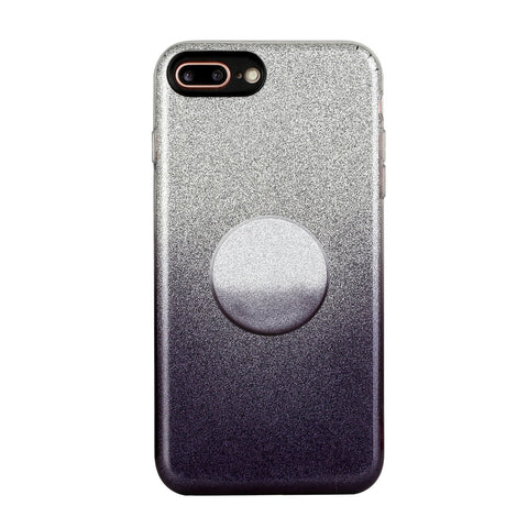 For iphone 6/6S/6 plus/6S plus/7/8/SE 2020 Phone Case Gradient Color Glitter Powder Phone Cover with Airbag Bracket black