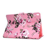 For iPad 10.5 2017/iPad 10.2 2019 Laptop Protective Case Color Painted Smart Stay PU Cover with Front Snap  Pink flower