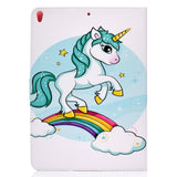 For iPad 10.5 2017/iPad 10.2 2019 Laptop Protective Case Color Painted Smart Stay PU Cover with Front Snap  single horned horse