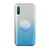 For Samsung A10/A50/A30S/A70/A20S Phone Case Gradient Color Glitter Powder Phone Cover with Airbag Bracket blue
