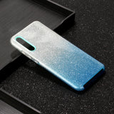 For Samsung A10/A50/A30S/A70/A20S Phone Case Gradient Color Glitter Powder Phone Cover with Airbag Bracket blue