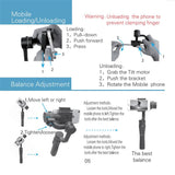 Three-Axis Handheld Smartphone Gimbal Stabilizer Mobile Phone Balancer Counterweight Photography black