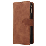 For HUAWEI P40 Lite Leather Mobile Phone Cover with Zipper Purse Cards Slot Phone Bracket 4 brown