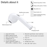 Mini Wireless In-Ear Bluetooth Earphone 180 Degrees Rotated Headset for iPhone Samsung white