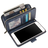 For Iphone 6/6s/6 Plus/6s Plus/7 Plus/8 Plus Pu Leather  Mobile Phone Cover Zipper Card Bag + Wrist Strap blue