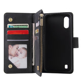 For Samsung A01 Case Smartphone Shell Wallet Design Zipper Closure Overall Protection Cellphone Cover  1 black
