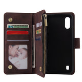 For Samsung A01 Case Smartphone Shell Wallet Design Zipper Closure Overall Protection Cellphone Cover  1 black