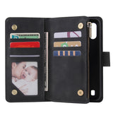 For Samsung A01 Case Smartphone Shell Wallet Design Zipper Closure Overall Protection Cellphone Cover  1 black