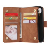 For Google Pixel 4A  Leather Mobile Phone Cover with Cards Slot Zipper Purse Phone Bracket 1 black