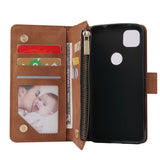 For Google Pixel 4A  Leather Mobile Phone Cover with Cards Slot Zipper Purse Phone Bracket 1 black
