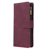 For HUAWEI P40 pro plus Zipper Purse Leather Mobile Phone Cover with Cards Slot Phone Bracket 5 wine red