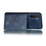 For OPPO A9 2020/Realme XT/Reno 2 Mobile Phone Shell Classic Textured Pattern Buckle Closure Design Anti-fall Smartphone Case  blue
