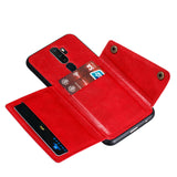 For OPPO A9 2020/Realme XT/Reno 2 Mobile Phone Shell Classic Textured Pattern Buckle Closure Design Anti-fall Smartphone Case  brown