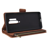For One plus 8 pro Mobile Phone Case Smartphone Shell Wallet Design Zipper Closure Overall Protection Cellphone Cover  4 brown