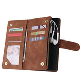 For One plus 8 pro Mobile Phone Case Smartphone Shell Wallet Design Zipper Closure Overall Protection Cellphone Cover  4 brown