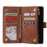 For One plus 8 pro Mobile Phone Case Smartphone Shell Wallet Design Zipper Closure Overall Protection Cellphone Cover  4 brown